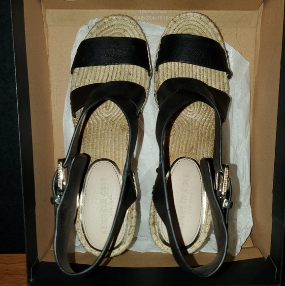 Kenneth Cole New York - Olivia Cross - Black - Size 9 M - leather espadrilles - Picture 2 of 9